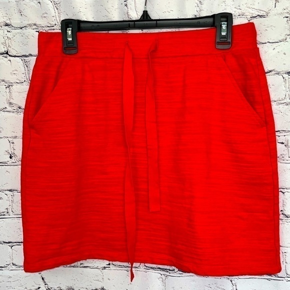 LOFT Knit Skirt Elastic Waist Pockets Red Size Small. EUC - Picture 1 of 8